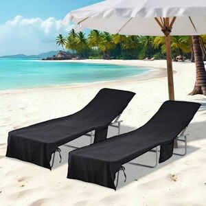 Sunlounger Towels 2 pcs Black 210 x 75 cm vidaXL Sunlounger Towels 2 pcs Black 210 x 75 cm vidaXL