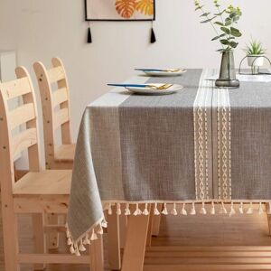Tonchean - Tablecloths,Embroidery Table Cloth Washable Cotton Linen Tassel Tablecloth, Wrinkle Free Anti-fading Table Cover for Kitchen Dining Tonchean - Tablecloths,Embroidery Table Cloth Washable Cotton Linen Tassel Tablecloth, Wrinkle Free Anti-fading Table Cover for Kitchen Dining