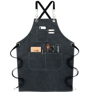TORMATOR Water-resistant cotton and linen kitchen apron with a cross-back design, adjustable, black. TORMATOR Water-resistant cotton and linen kitchen apron with a cross-back design, adjustable, black.