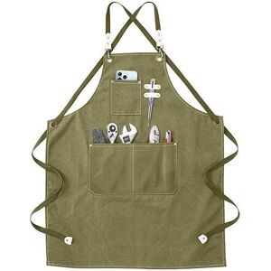 Linghhang - Welding Apron - Work Apron with Pockets, Adjustable Cross Back Strap for Men and Women, Perfect for Garden, Kitchen Linghhang - Welding Apron - Work Apron with Pockets, Adjustable Cross Back Strap for Men and Women, Perfect for Garden, Kitchen