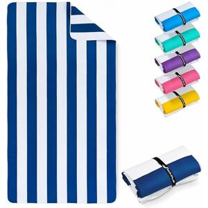 DEWDAT Xxl Beach Towel - Large Lightweight, Quick-Drying Microfiber Beach Towel - 100% Recycled Microfiber Towel - Navy Blue-White Striped - 200cm x 90cm DEWDAT Xxl Beach Towel - Large Lightweight, Quick-Drying Microfiber Beach Towel - 100% Recycled Microfiber Towel - Navy Blue-White Striped - 200cm x 90cm