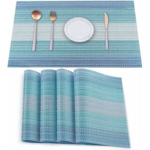 4 Pack Stain-Resistant Vinyl Placemats, Foldable, Washable and Wipeable Placemats for Kitchen and Dining Table Decoration - Ymyny 4 Pack Stain-Resistant Vinyl Placemats, Foldable, Washable and Wipeable Placemats for Kitchen and Dining Table Decoration - Ymyny