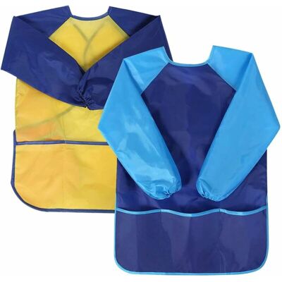 Héloise - 2 pcs Kids Painting Smock Waterproof Kids Painting Apron, Kids Long Sleeve Apron with 3 Pockets for School Activities, Painting, Cooking, Héloise - 2 pcs Kids Painting Smock Waterproof Kids Painting Apron, Kids Long Sleeve Apron with 3 Pockets for School Activities, Painting, Cooking,