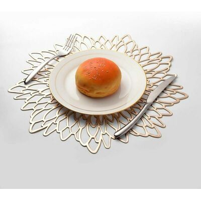 HOOPZI 2 Pieces Gold Placemat, Hollow Out Round Placemat, Round Placemats Plastic Table Mat, Used for Heat Insulation of Plate and Table Decoration (Gold) HOOPZI 2 Pieces Gold Placemat, Hollow Out Round Placemat, Round Placemats Plastic Table Mat, Used for Heat Insulation of Plate and Table Decoration (Gold)