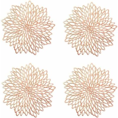 ODIPIE 4 Pieces Rose Gold Table Mat, Hollow Out Round Placemat, Round Placemats Plastic Table Mats ODIPIE 4 Pieces Rose Gold Table Mat, Hollow Out Round Placemat, Round Placemats Plastic Table Mats