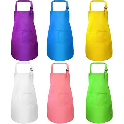 HÉLOISE 6 Pieces Kids Chef Aprons, Kids Apron with 2 Pockets, Adjustable Apron for Cooking, Painting, Holiday Gifts, Apron for Boys and Girls (4-15 Years, HÉLOISE 6 Pieces Kids Chef Aprons, Kids Apron with 2 Pockets, Adjustable Apron for Cooking, Painting, Holiday Gifts, Apron for Boys and Girls (4-15 Years,