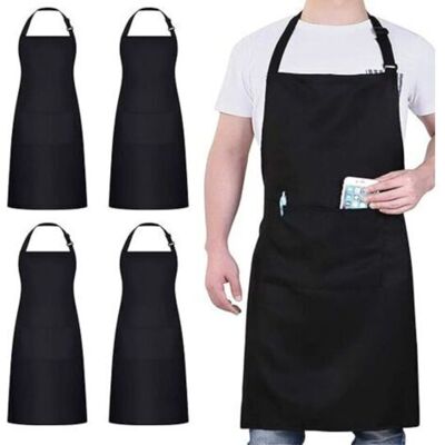 MCBOSON Aprons, Black Apron with 2 Pockets, Waterproof Adjustable Apron for Men Women, Professional Kitchen Apron for Cooking, 4 Pack MCBOSON Aprons, Black Apron with 2 Pockets, Waterproof Adjustable Apron for Men Women, Professional Kitchen Apron for Cooking, 4 Pack