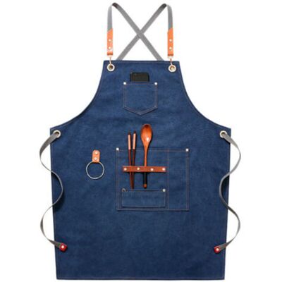 MCBOSON (Blue) High-quality cowboy apron with pockets for hairdresser, painter, gardener, hair stylist for women and men MCBOSON (Blue) High-quality cowboy apron with pockets for hairdresser, painter, gardener, hair stylist for women and men