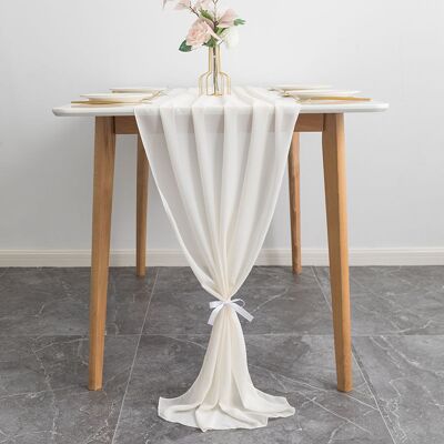 Linghhang - Boho Cheesecloth Table Runner Beige 72 x 305cm Kitchen Home Decor Holiday Wedding Party Birthday Decor Linghhang - Boho Cheesecloth Table Runner Beige 72 x 305cm Kitchen Home Decor Holiday Wedding Party Birthday Decor