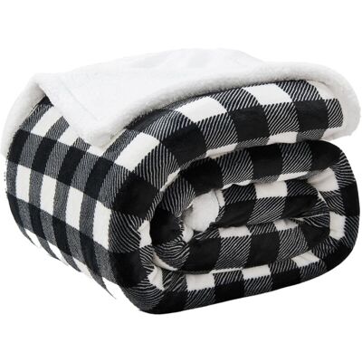 BASETBL Buffalo Sherpa Throw in Black and White Check Checkered Flannel Fleece Blanket for Sofa Bed Soft and Warm Microfiber Blanket 50 x 60 cm BASETBL Buffalo Sherpa Throw in Black and White Check Checkered Flannel Fleece Blanket for Sofa Bed Soft and Warm Microfiber Blanket 50 x 60 cm
