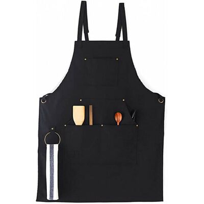 Orchidée - Canvas apron Cross back apron Adjustable straps Metal rings and large pockets Orchidée - Canvas apron Cross back apron Adjustable straps Metal rings and large pockets