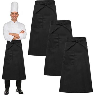CCYKXA 3-Piece Black Waiter Apron Set, Professional Kitchen Apron for Men and Women, Restaurant Apron, Chef/Waitress Bib Apron, Catering Apron, CCYKXA 3-Piece Black Waiter Apron Set, Professional Kitchen Apron for Men and Women, Restaurant Apron, Chef/Waitress Bib Apron, Catering Apron,