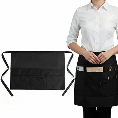 CCYKXA Unisex Short Kitchen Apron, Black Waiter Aprons with 8 Pockets, Half Apron for Men and Women in Cafes, Bakeries, Restaurants, Bars, Kitchens, CCYKXA Unisex Short Kitchen Apron, Black Waiter Aprons with 8 Pockets, Half Apron for Men and Women in Cafes, Bakeries, Restaurants, Bars, Kitchens,