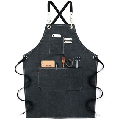Lune - Chef Apron, Adjustable Drip Resistant Cotton Canvas Apron, Black Lune - Chef Apron, Adjustable Drip Resistant Cotton Canvas Apron, Black