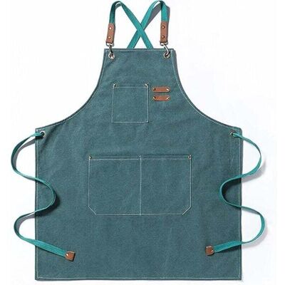 SNQ Chef's Apron, Cotton Canvas Gardening Apron with Large Pockets for Men and Women, Kitchen Bib, Adjustable and Durable Gardening Apron - Green SNQ Chef's Apron, Cotton Canvas Gardening Apron with Large Pockets for Men and Women, Kitchen Bib, Adjustable and Durable Gardening Apron - Green