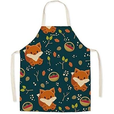 Linghhang - Children's linen apron with cute pattern for cooking, painting, gardening Linghhang - Children's linen apron with cute pattern for cooking, painting, gardening