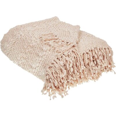 Beliani Vella Cotton Throw Blanket - Boho Style, Pink, 220x240 cm Beliani Vella Cotton Throw Blanket - Boho Style, Pink, 220x240 cm