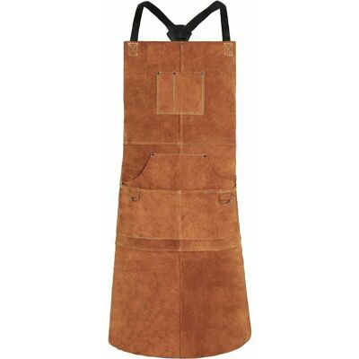 SOLEIL Cowhide Leather Work Apron with 6 Pockets 24 x 36 Multifunctional Cooking Apron Adjustable Straps from m to xxl for Men and Women (Brown) SOLEIL Cowhide Leather Work Apron with 6 Pockets 24 x 36 Multifunctional Cooking Apron Adjustable Straps from m to xxl for Men and Women (Brown)
