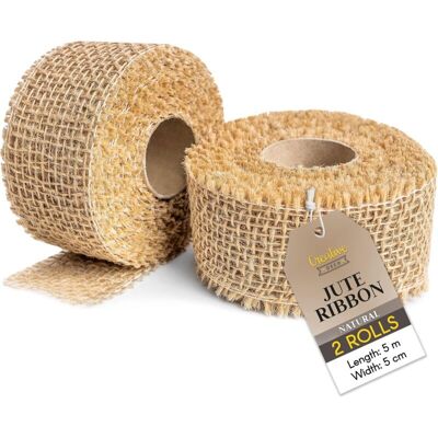 CREATIVE DECO Set of 2 Jute Table Runner Rolls 5cm x 5m – Beige CREATIVE DECO Set of 2 Jute Table Runner Rolls 5cm x 5m – Beige