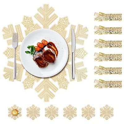 Csparkv - 44cm Gold Placemat, Round Set of 6 Washable pvc Placemats Non-Slip Resistant, Christmas Pad, Suitable for Cups, Vases, Placemats Csparkv - 44cm Gold Placemat, Round Set of 6 Washable pvc Placemats Non-Slip Resistant, Christmas Pad, Suitable for Cups, Vases, Placemats