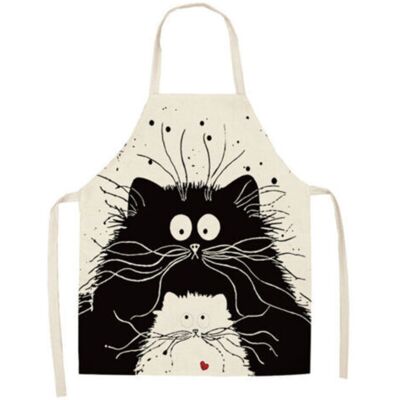 MCBOSON Cute Cat Apron, Linen Kitchen Apron for Barbecue, Cooking, and Painting, for Men and Women, Gift for Dad and Mom MCBOSON Cute Cat Apron, Linen Kitchen Apron for Barbecue, Cooking, and Painting, for Men and Women, Gift for Dad and Mom
