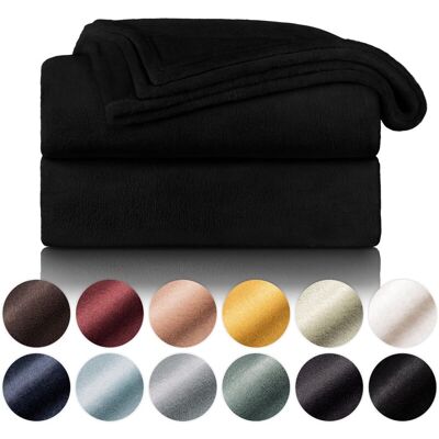 TINOR Fleece Blanket 150 x 200 - Black Plaid, Sofa Blanket, Cocooning Plaid - Thick, Fluffy, Soft and Warm Fleece Blanket - High Quality NPTERBL TINOR Fleece Blanket 150 x 200 - Black Plaid, Sofa Blanket, Cocooning Plaid - Thick, Fluffy, Soft and Warm Fleece Blanket - High Quality NPTERBL