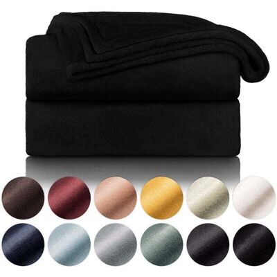 SNQ Fleece Blanket 150 x 200 cm - Black Throw, Sofa Throw, Cozy Throw - Thick, Fluffy, Soft and Warm Fleece Blanket - High Quality NPTERBL SNQ Fleece Blanket 150 x 200 cm - Black Throw, Sofa Throw, Cozy Throw - Thick, Fluffy, Soft and Warm Fleece Blanket - High Quality NPTERBL