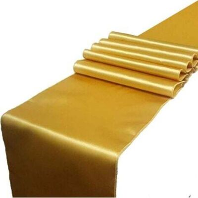 MCBOSON (Gold) Set of 10 Satin Table Runners Wedding Room Decoration Table Runner 275cm X 30cm MCBOSON (Gold) Set of 10 Satin Table Runners Wedding Room Decoration Table Runner 275cm X 30cm