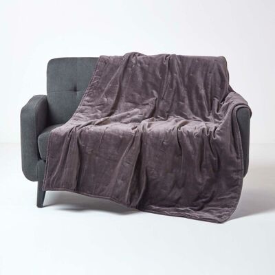 Homescapes Dark Grey Velvet Throw - Luxury Cotton Bed Blanket Homescapes Dark Grey Velvet Throw - Luxury Cotton Bed Blanket