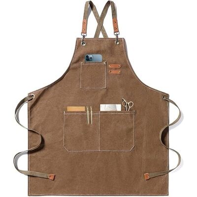ANPVIZ Kitchen Apron, Cotton Canvas Gardening Apron with Large Pockets for Men and Women, Cooking Bib, Durable Adjustable Gardening Apron – Coffee ANPVIZ Kitchen Apron, Cotton Canvas Gardening Apron with Large Pockets for Men and Women, Cooking Bib, Durable Adjustable Gardening Apron – Coffee
