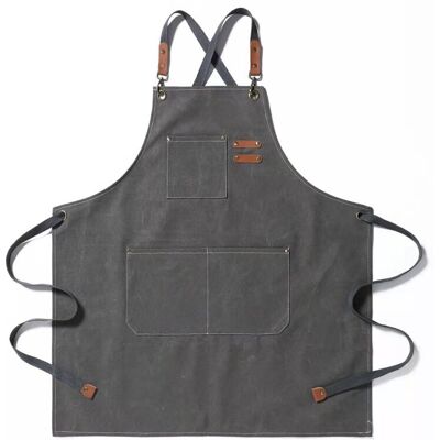 ANPVIZ Kitchen apron, cotton canvas gardening apron with large pockets for men and women, cooking bib, durable, adjustable gardening apron – gray ANPVIZ Kitchen apron, cotton canvas gardening apron with large pockets for men and women, cooking bib, durable, adjustable gardening apron – gray