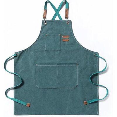 ANPVIZ Kitchen apron, cotton canvas gardening apron with large pockets for men and women, cooking bib, durable, adjustable gardening apron – green ANPVIZ Kitchen apron, cotton canvas gardening apron with large pockets for men and women, cooking bib, durable, adjustable gardening apron – green