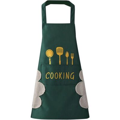 Linghhang - Kitchen Apron(Green) for Women with Pockets for Wiping Hands, Large Pocket, Hand Wiping, Waterproof for Cooking and Baking Linghhang - Kitchen Apron(Green) for Women with Pockets for Wiping Hands, Large Pocket, Hand Wiping, Waterproof for Cooking and Baking