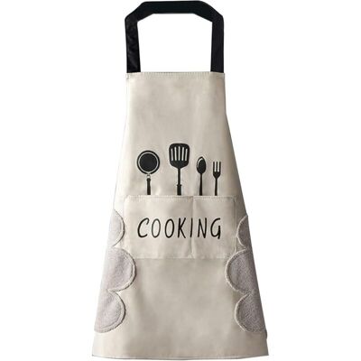 Linghhang - Kitchen Apron(White) for Women with Pockets for Wiping Hands, Large Pocket, Hand Wiping, Waterproof for Cooking and Baking Linghhang - Kitchen Apron(White) for Women with Pockets for Wiping Hands, Large Pocket, Hand Wiping, Waterproof for Cooking and Baking
