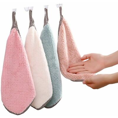 DEWDAT Kitchen Towels, Set of 4 Kitchen Towels, Hand Towels, Washable, Environmentally Friendly, Ultra Absorbent, Reversible for Multiple Use DEWDAT Kitchen Towels, Set of 4 Kitchen Towels, Hand Towels, Washable, Environmentally Friendly, Ultra Absorbent, Reversible for Multiple Use