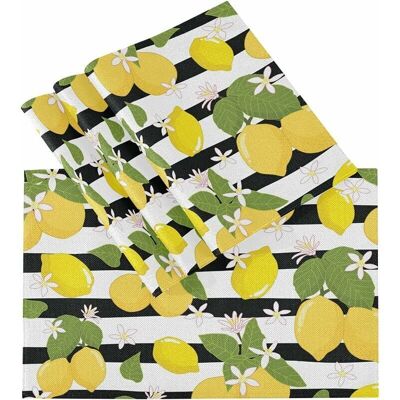 ROSE Lemon Rectangle Heat Resistant Placemats 12 x 18 Set of 4 ROSE Lemon Rectangle Heat Resistant Placemats 12 x 18 Set of 4