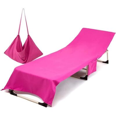 ODIPIE Microfiber Beach Chair Cover, Beach Towel with Storage Pockets, Foldable Lightweight Sun Lounger Cover for Sunbathing, Garden (Pink) ODIPIE Microfiber Beach Chair Cover, Beach Towel with Storage Pockets, Foldable Lightweight Sun Lounger Cover for Sunbathing, Garden (Pink)