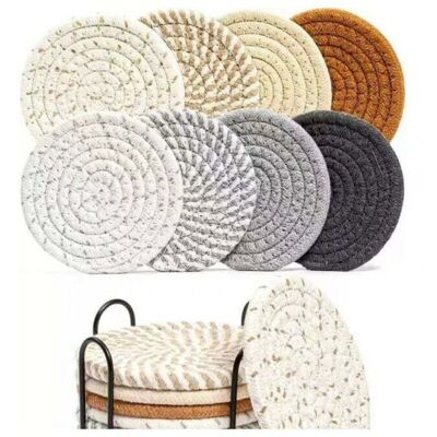 YMYNY Mumu 8 Pcs Round Woven Placemats 11cm x 11cm Mixed Color Washable Cotton Placemats Non-Slip Heat Resistant Frame for Party Kitchen Dining Room YMYNY Mumu 8 Pcs Round Woven Placemats 11cm x 11cm Mixed Color Washable Cotton Placemats Non-Slip Heat Resistant Frame for Party Kitchen Dining Room