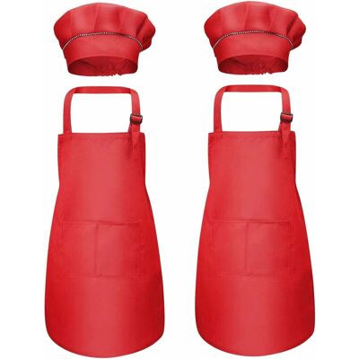 Héloise - Pieces Red Kids Apron and Chef Hat, Adjustable Chef Apron with 2 Pockets for Girls Boys, Toddler Kitchen Garden Aprons for Cooking Painting Héloise - Pieces Red Kids Apron and Chef Hat, Adjustable Chef Apron with 2 Pockets for Girls Boys, Toddler Kitchen Garden Aprons for Cooking Painting