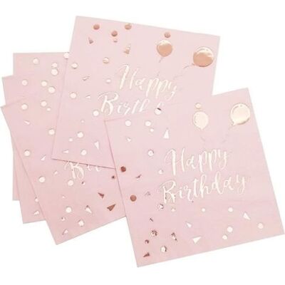 OUTHWAITE Disposable Napkins - Happy Birthday - 60 Pieces - Pink - 33x33cm - 3-ply OUTHWAITE Disposable Napkins - Happy Birthday - 60 Pieces - Pink - 33x33cm - 3-ply