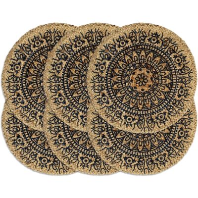VidaXL Handmade Dark Blue Round Jute Placemats - Placemat VidaXL Handmade Dark Blue Round Jute Placemats - Placemat