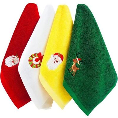 OUTHWAITE Pure Cotton Napkins - 4 Packs - Christmas Patterns - High Absorbency - Soft - Red, Green, Yellow, White OUTHWAITE Pure Cotton Napkins - 4 Packs - Christmas Patterns - High Absorbency - Soft - Red, Green, Yellow, White
