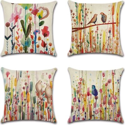 WOIYIC Throw Pillow Covers 45 X 45 Cm, Set Of 4 Linen Cushion Covers, Flower Bird Of Life Decorations For Sofa, Outdoor Garden, Bed, Couch, Car (18 X 18 Inch) WOIYIC Throw Pillow Covers 45 X 45 Cm, Set Of 4 Linen Cushion Covers, Flower Bird Of Life Decorations For Sofa, Outdoor Garden, Bed, Couch, Car (18 X 18 Inch)