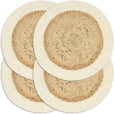vidaXL Placemats 4 pcs Natural 38 cm Round Jute Cotton - Placemat vidaXL Placemats 4 pcs Natural 38 cm Round Jute Cotton - Placemat