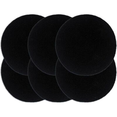vidaXL Black Cotton Round Placemats - Placemats vidaXL Black Cotton Round Placemats - Placemats