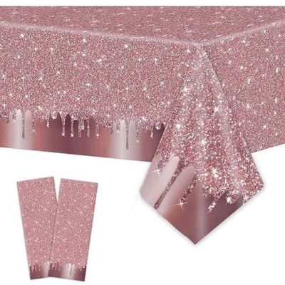 OUTHWAITE Sparkling Rose Gold Rectangular Tablecloth, 274 X 137 Cm, Waterproof & Stain-resistant - Feminine Decor With Gold Leaf Pattern OUTHWAITE Sparkling Rose Gold Rectangular Tablecloth, 274 X 137 Cm, Waterproof & Stain-resistant - Feminine Decor With Gold Leaf Pattern