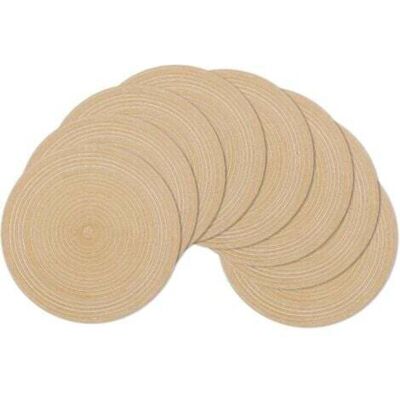 MCBOSON Placemat, Set of 6, Khaki 38x38cm Round Braided Washable Placemats Heat Resistant for Dining Table MCBOSON Placemat, Set of 6, Khaki 38x38cm Round Braided Washable Placemats Heat Resistant for Dining Table