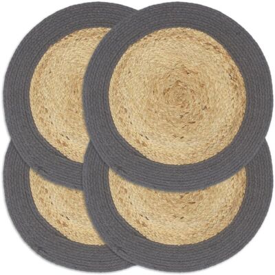 vidaXL Placemats 4 pcs Natural and Anthracite - Table Placemats vidaXL Placemats 4 pcs Natural and Anthracite - Table Placemats