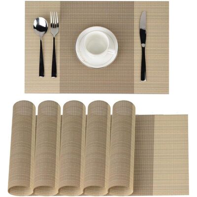 Memkey - Placemats, Table Mats, Non-Slip, Washable, pvc, 30 x 45 cm, Heat Resistant, Rigid, Stain Resistant, Set of 6 (Beige) Memkey - Placemats, Table Mats, Non-Slip, Washable, pvc, 30 x 45 cm, Heat Resistant, Rigid, Stain Resistant, Set of 6 (Beige)
