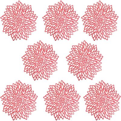 WOIYIC Placemats, PVC Placemats Set of 8 Washable Decorative Table Mats Hollow Heat Resistant Insulated Coasters Mats Durable PVC Table Mat, Red WOIYIC Placemats, PVC Placemats Set of 8 Washable Decorative Table Mats Hollow Heat Resistant Insulated Coasters Mats Durable PVC Table Mat, Red